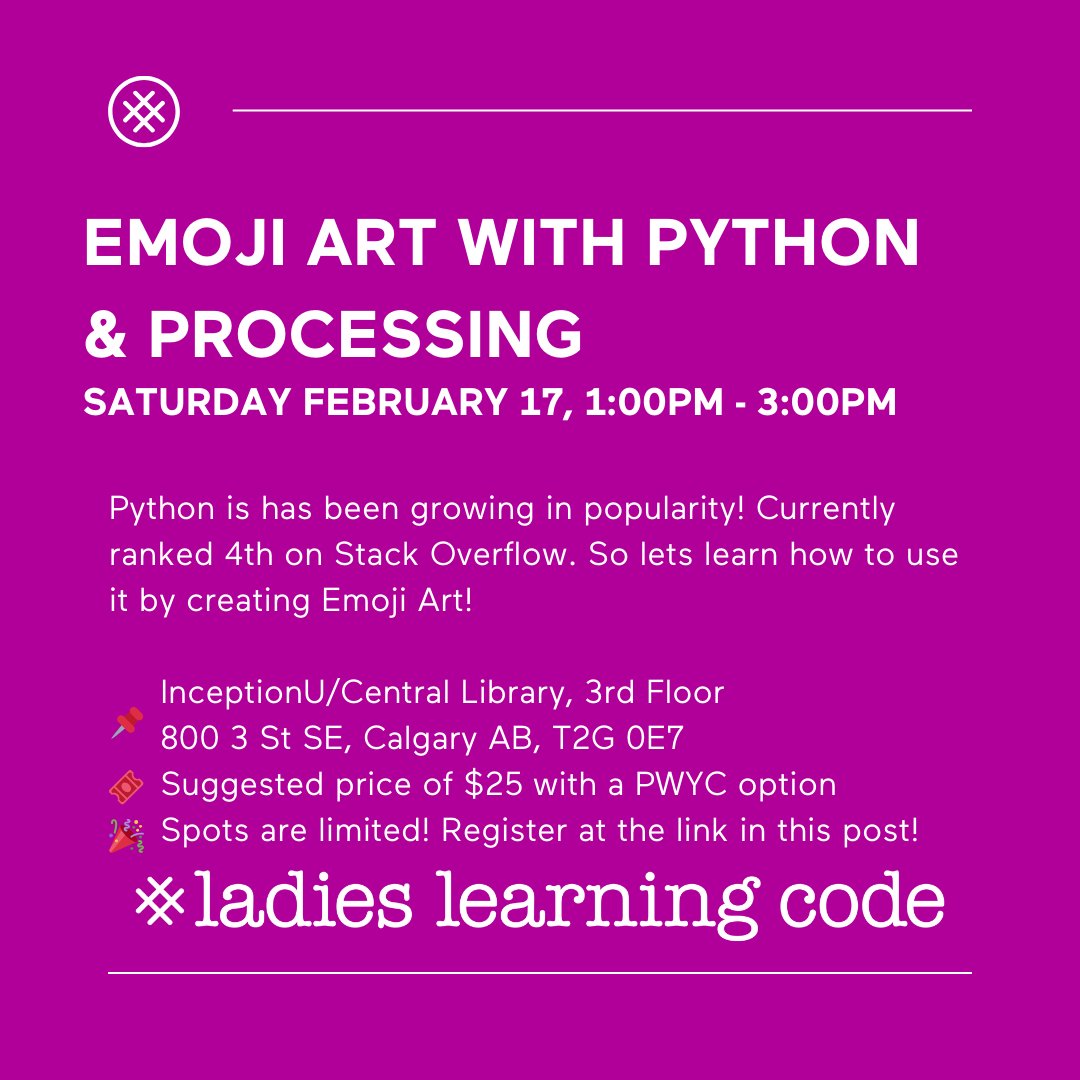 learningcodeyyc's tweet image. Excited to be hosting another @learningcode workshop at the @_InceptionU room on February 17th!
For more information and registration view the link here: events.blackthorn.io/en/1I3Jfz37/em…