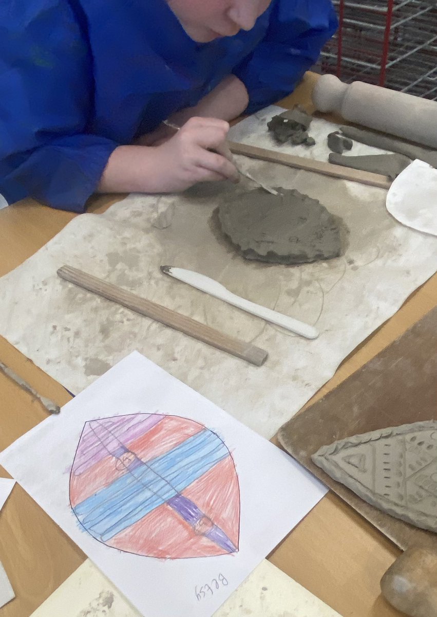 Fun year 2 clay workshop! Pupils have been learning about the Masai and designed and made shields today. <a href="/CastleNewnham/">Castle Newnham</a>