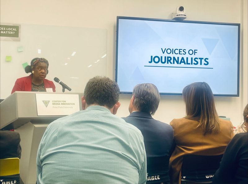 AmandaMuellerTV's tweet photo. What a conversation yesterday at @PointParkU Center for Media Innovation "Restoring the Fourth Estate" on the crisis in local journalism. I am heartened to see journalists, community leaders, and educators pooling their creative and financial resources towards a solution. https://t.co/SAfJlZyxxI