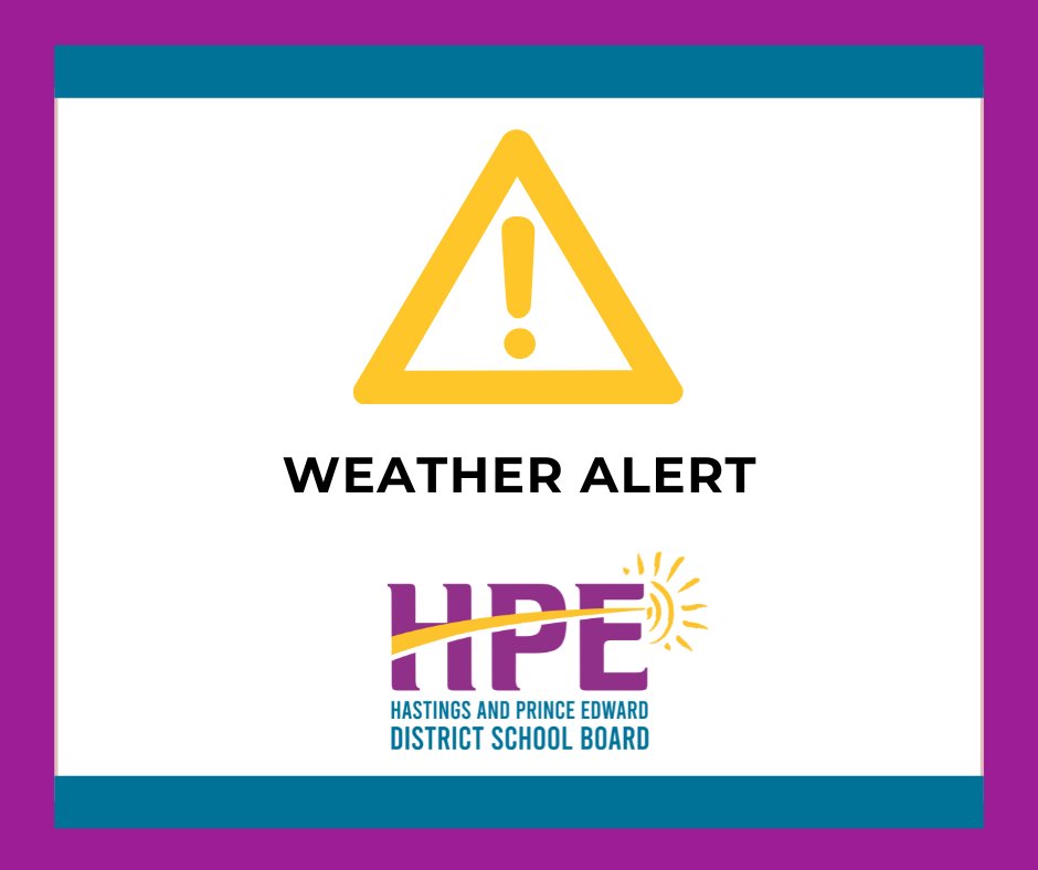Hast. and Pr. Ed.DSB (@hpeschools) on Twitter photo Freezing rain warnings or special weather statements were just posted for the <a href="/HPEschools/">Hast. and Pr. Ed.DSB</a> region. Any bus cancellations will be posted by 5:45 AM tomorrow, Friday, January 26, 2024 Freezing rain warnings or special weather statements were just posted for the <a href="/HPEschools/">Hast. and Pr. Ed.DSB</a> region. Any bus cancellations will be posted by 5:45 AM tomorrow, Friday, January 26, 2024