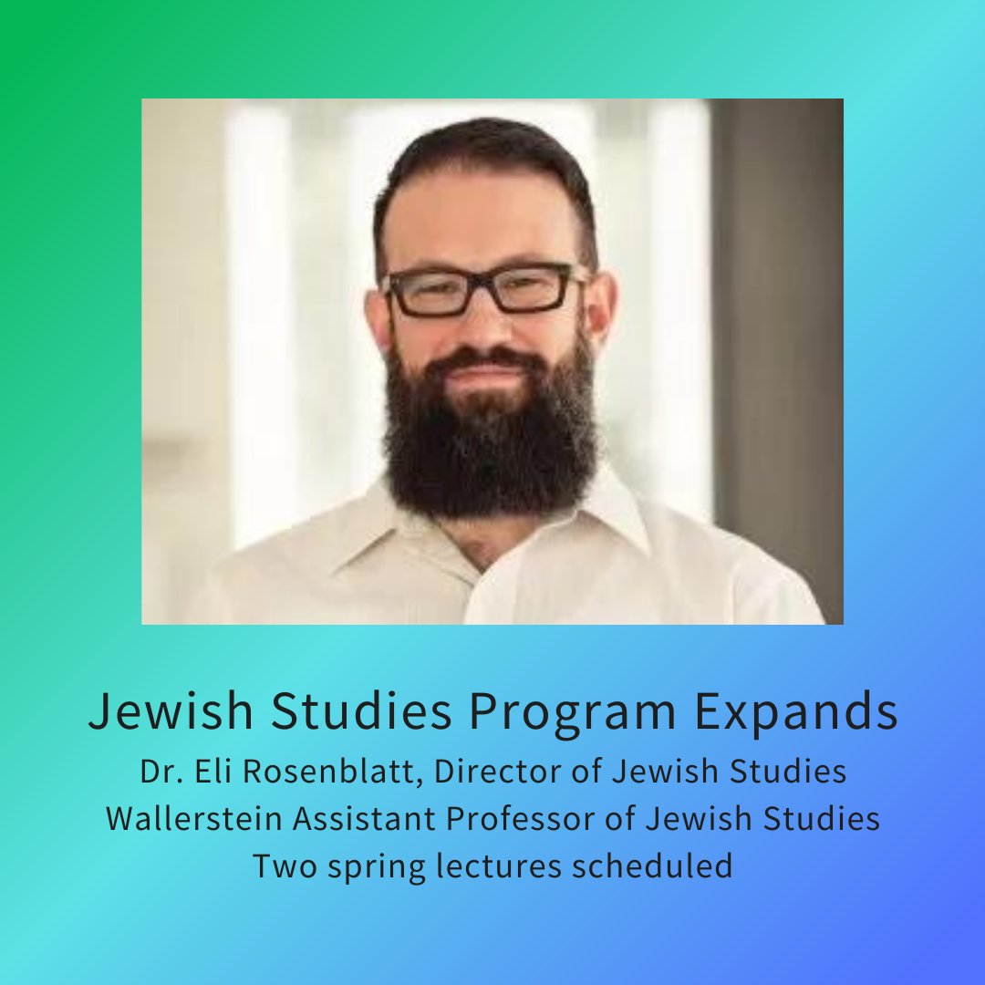 For the fall 2022 semester, #DrewU reintroduced its interdisciplinary Jewish Studies program and welcomed Dr. Eli Rosenblatt as the Wallerstein Asst. Prof. of Jewish Studies and Director of Jewish Studies. The program has greatly expanded. <a href="/DrewUniversity/">Drew University</a> 
drew.edu/2024/01/11/dre…
