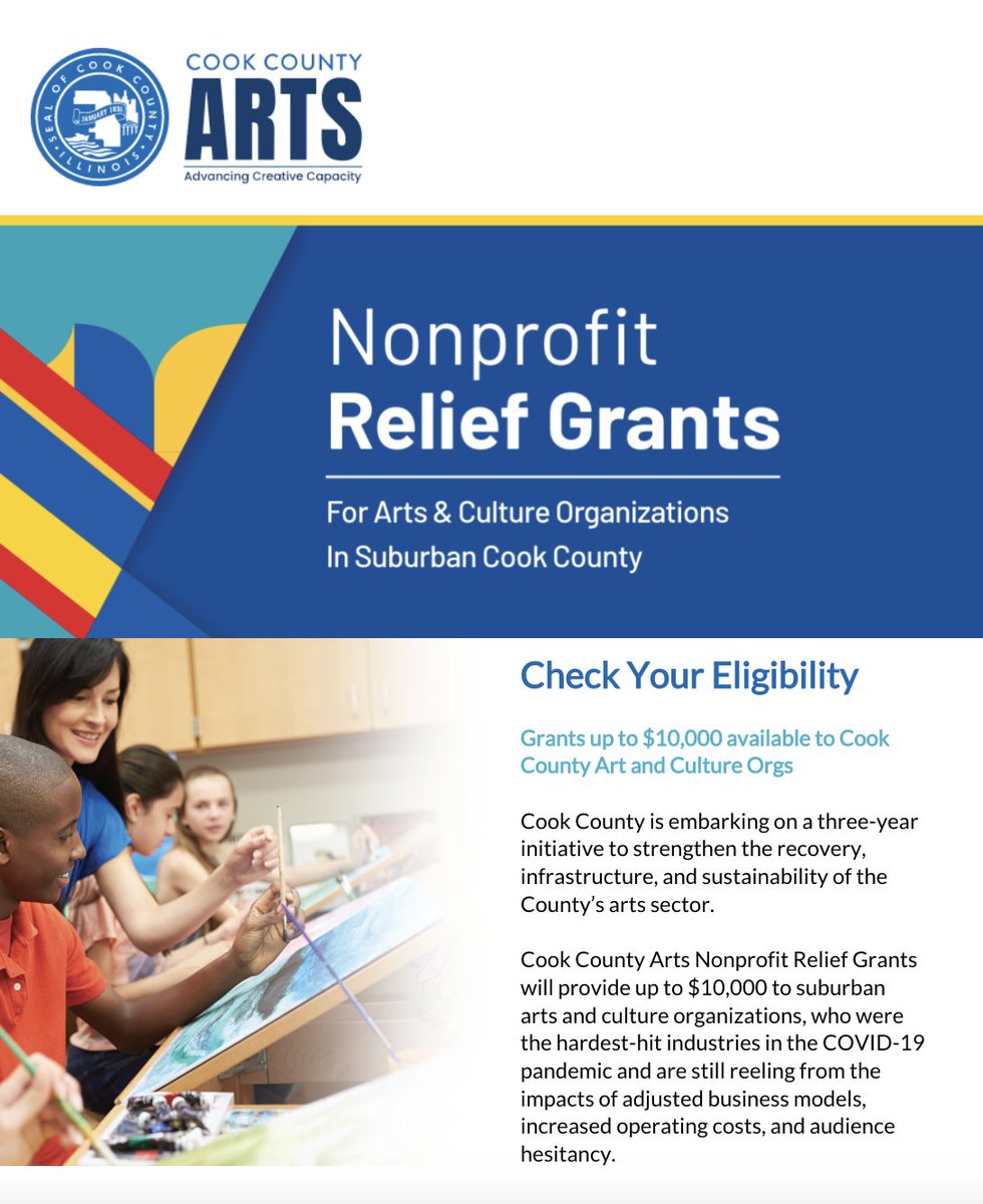 Cook County announced $1.5 million in nonprofit relief grants for arts and culture organizations in the suburbs.
Applications are open now through February 29. To fill out an application visit cookcountyarts.org