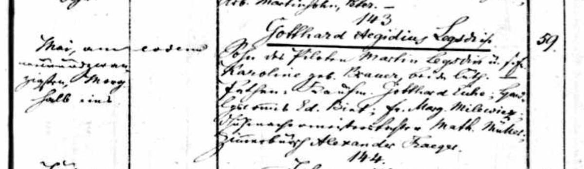 KatMace11's tweet photo. Any German speakers (Latvian records c1850-1880s) able to tell me if anything in these registers might help me to know if this could be Gottard Lagsding, an innkeeper from Riga, and father of Wilhem who was born in 1858. 
#Genealogy #AncestryHour #Ancestry #Latvia https://t.co/0eEJid73NG