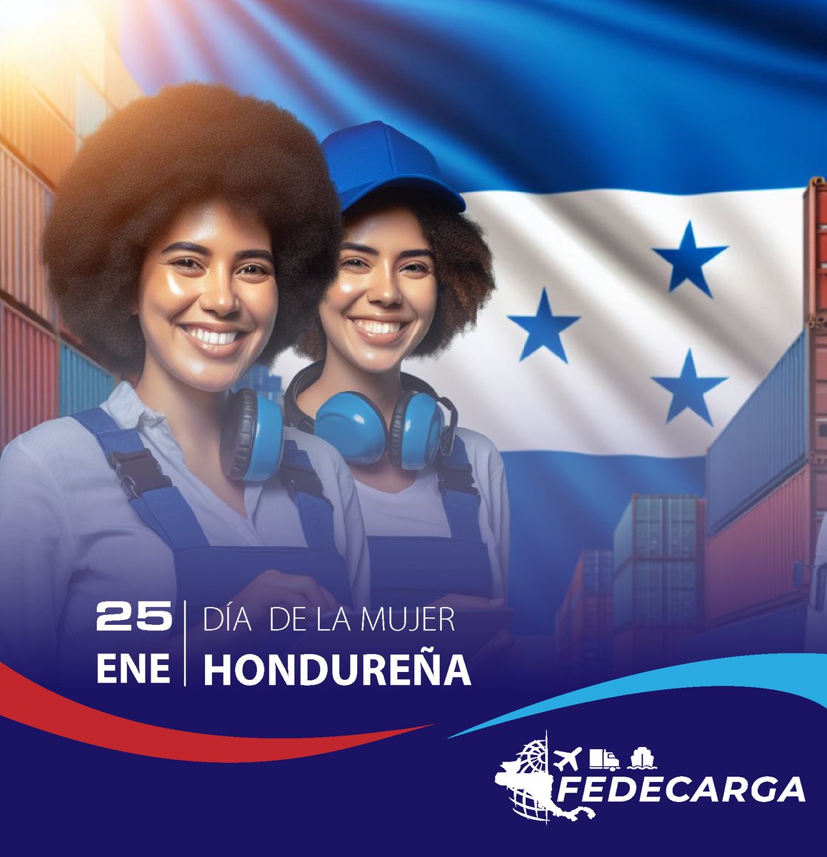 'En este #DíaDeLaMujerHondureña, @FEDECARGA celebra la fuerza y profesionalismo de la mujer hondureña especialmente las que destacan en la industria de carga internacional.💙🚚🇭🇳🇭🇳 #MujerHondureña' @Monfortiz