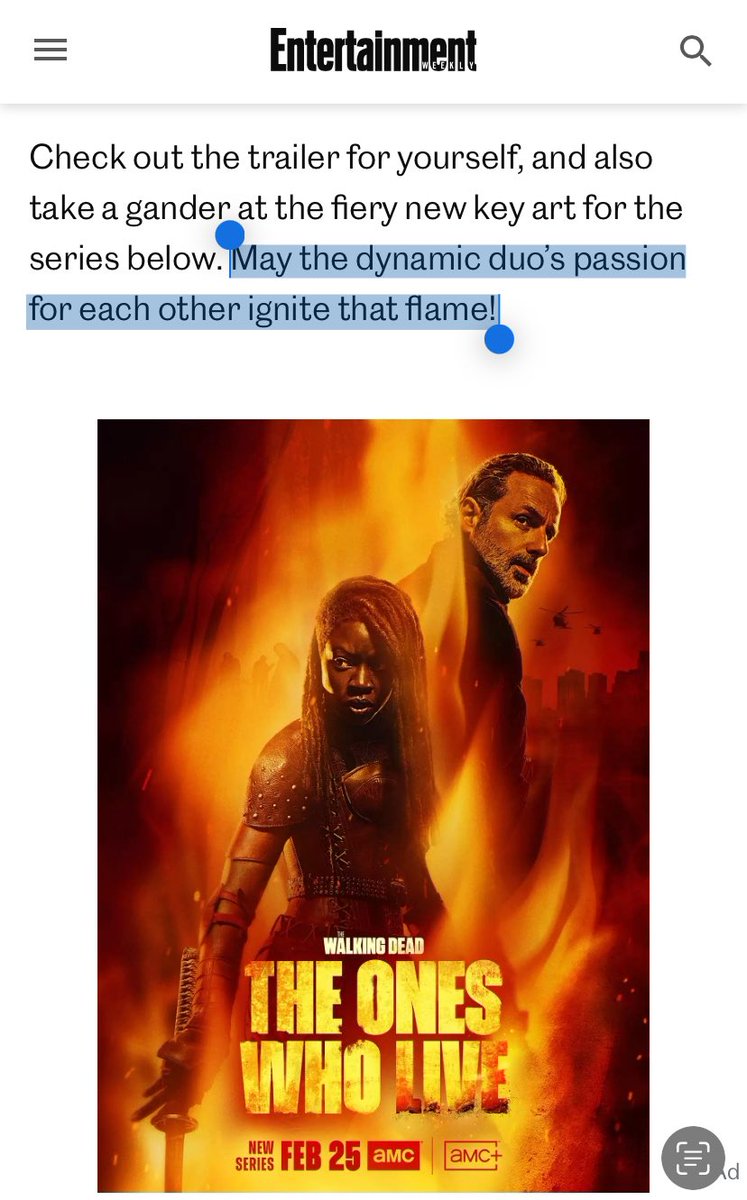QueenOfTWDU's tweet photo. May the dynamic duo's passion for each other ignite that flame! @EW gets it right every time 🔥🔥🔥 One month to go #TheOnesWhoLive #RichonneSpinoff #ZomRomCom #DanaiGurira #AndrewLincoln #MichonneGrimes #RickGrimes #MrsRickGrimes #KingandQueenoftheapocalypse Cinema is back https://t.co/IUZaoq4al0
