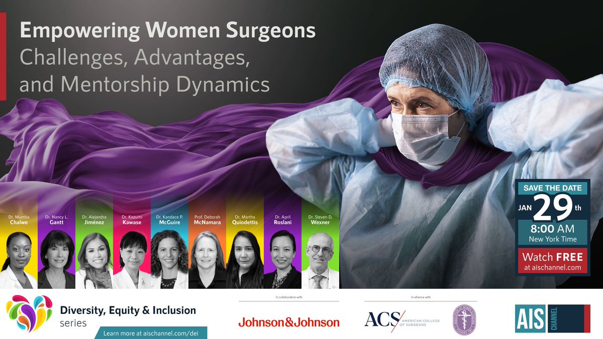 Mark your calendars now for this star-studded @AmCollSurgeons @WomenSurgeons faculty leading off our 4th season of monthly DEI programs hosted from @CleveClinicFL sponsored by @JNJMedTech including @nganttmd @mumbaCK @womensurgAfr @aprilroslani @traumapty @dmcsurg @kpmcguiremd