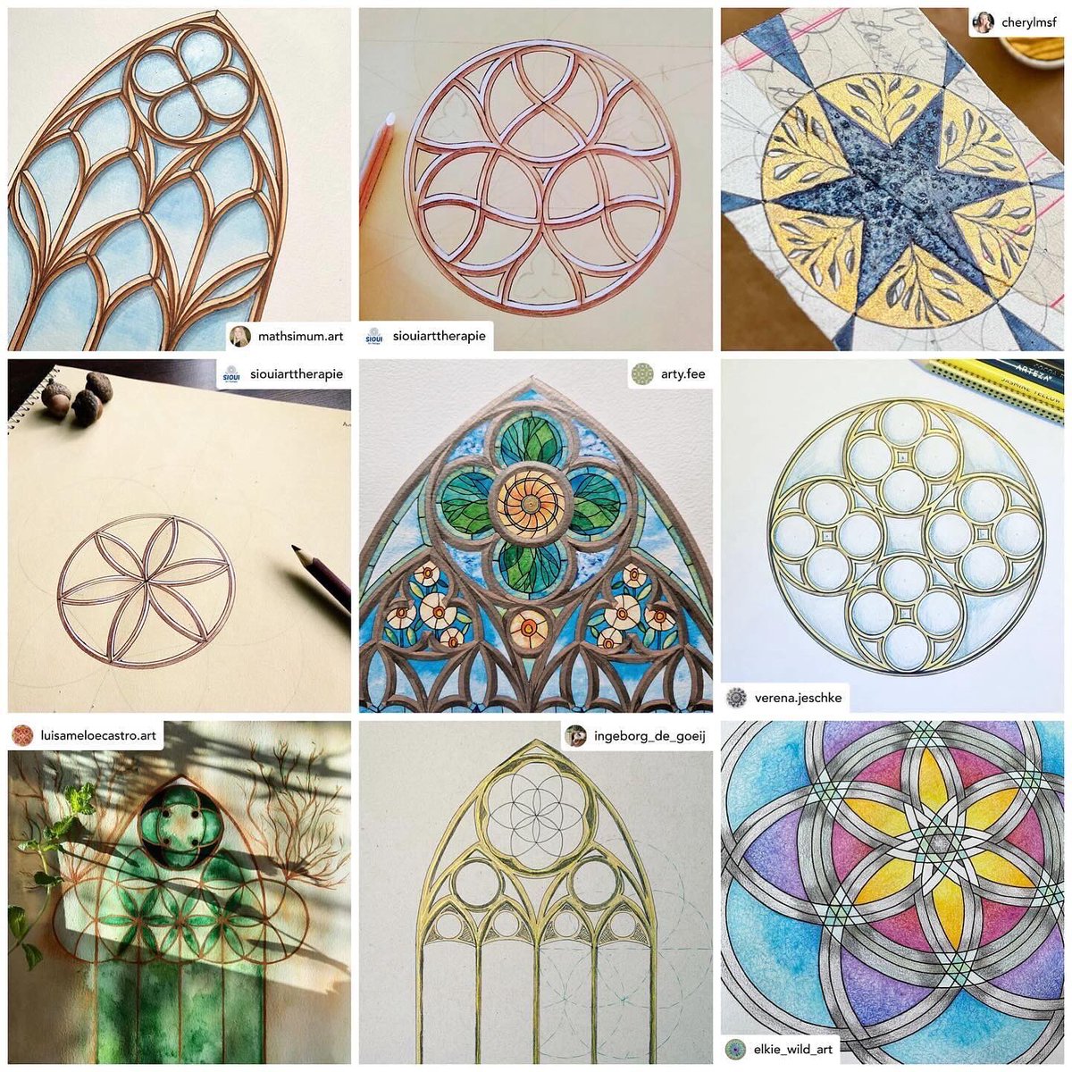 The Medieval Church Geometry workshop is taking place this Sunday 28th Jan, 2-5pm GMT! See below some of the amazing artwork made by previous students 😍 Learn more and book here: eventbrite.co.uk/e/720742408947… No need to attend live, as you’ll receive the recording afterwards.