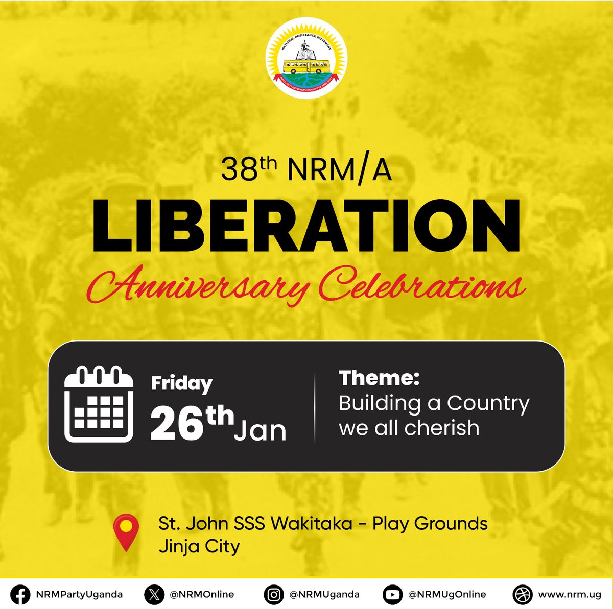 Fellow Ugandans, I greet you & congratulate you for reaching the 38th Anniversary of the NRM’s victory, which will be celebrated tomorrow, in Jinja. #M7Address #LiberationDay2024 @NRMOnline @StateHouseUg