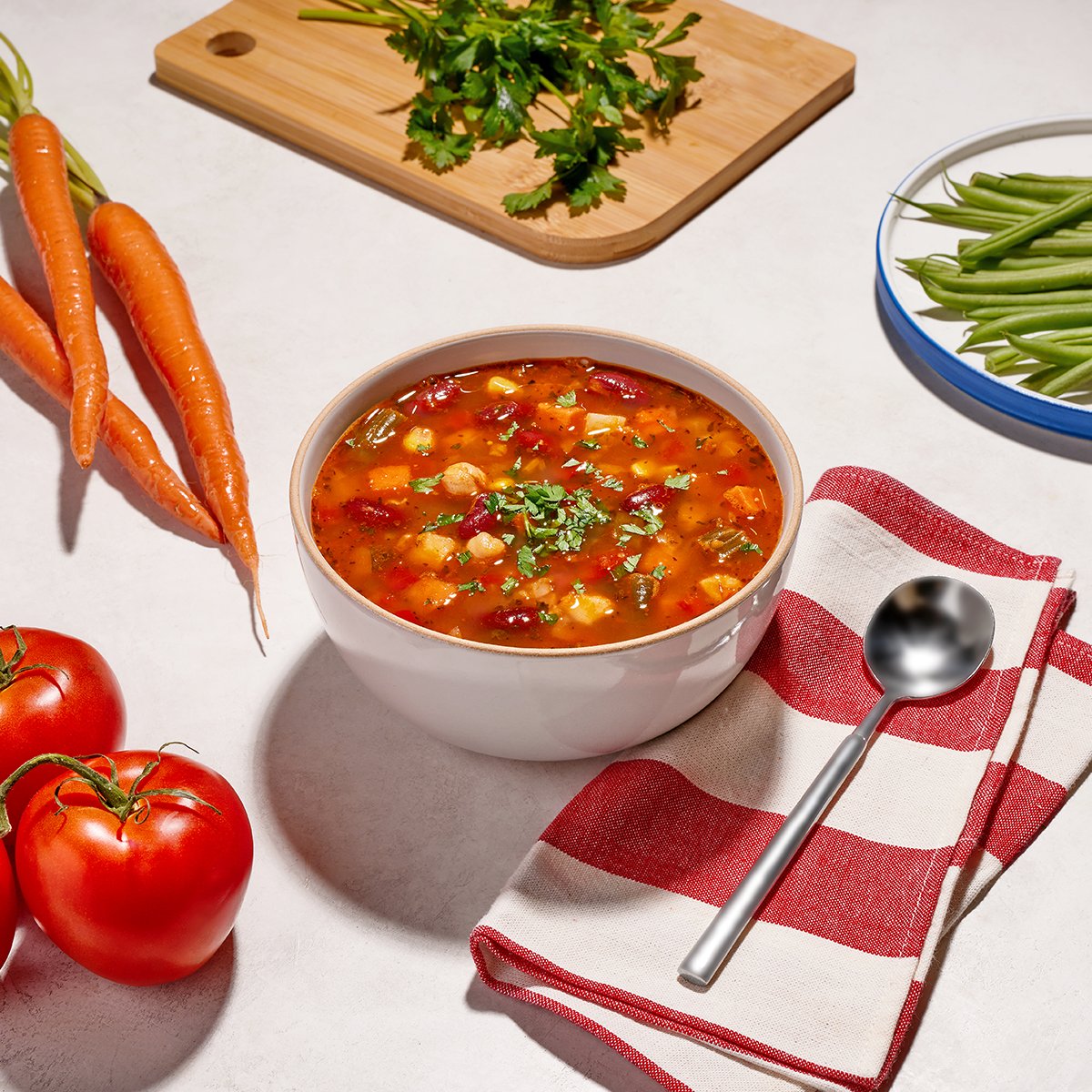 We’re not all meat and no potatoes! Vegetarian, dairy free and chock full of nutrient-rich veggies, our Farmer’s Market Vegetable Soup is the perfect soup to close out #NationalSoupMonth. Get 15% off all soups and chilis with promo code SOUP15. ​bit.ly/498n9Y8