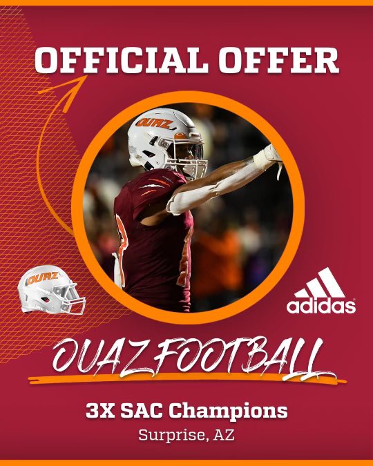 d1_damaryon's tweet photo. After a great visit I’m beyond blessed to receive a offer from @O_U_A_Z Thank you @benhanks2 

@JUSTCHILLY @CoachWellbrock @TTownFball @JaelenStrong @azc_obert @gridironarizona https://t.co/RK7OyAhfbf