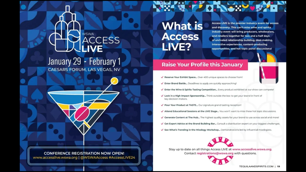 Countdown to Access LIVE 2024 is on! 

Are you headed to Vegas for the wine and spirits event of the year? If not, there's still time to register! 
We'll be there! Let's connect at the show! i.snoball.it/p/byV8/t/2 
.
#AccessLIVE24 #TSMAwards24 #Tequila #Mezcal #Whiskey #Vodka