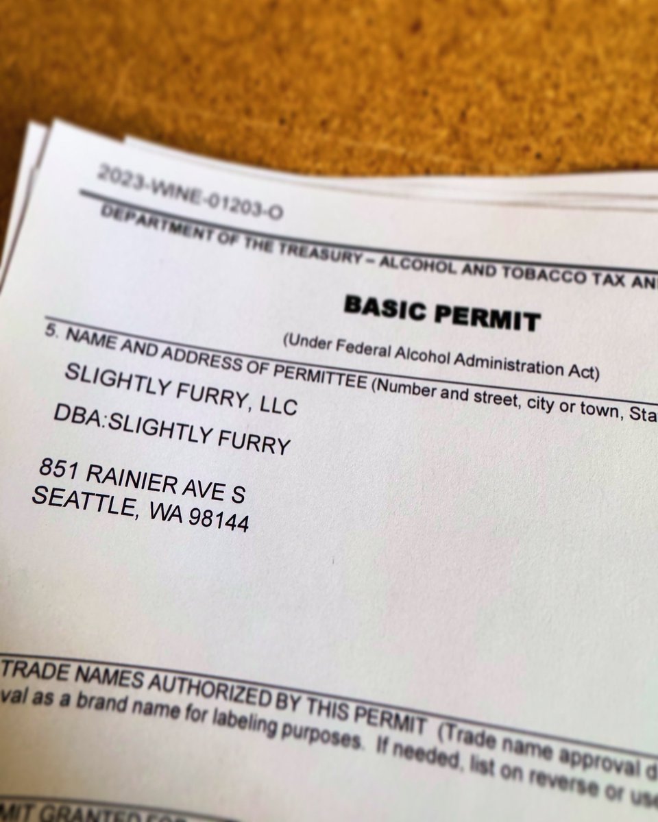 slightlyfurry's tweet photo. 3 years, 6 months, 11 days. That’s how long we have been waiting for this day to come. We officially received our federal basic permit to produce wine (cider and mead are taxed like wine) in our own space. We CANNOT WAIT to see all of you in our upcoming taproom. ❤️🐇🦊 https://t.co/sdkq4ssYzh