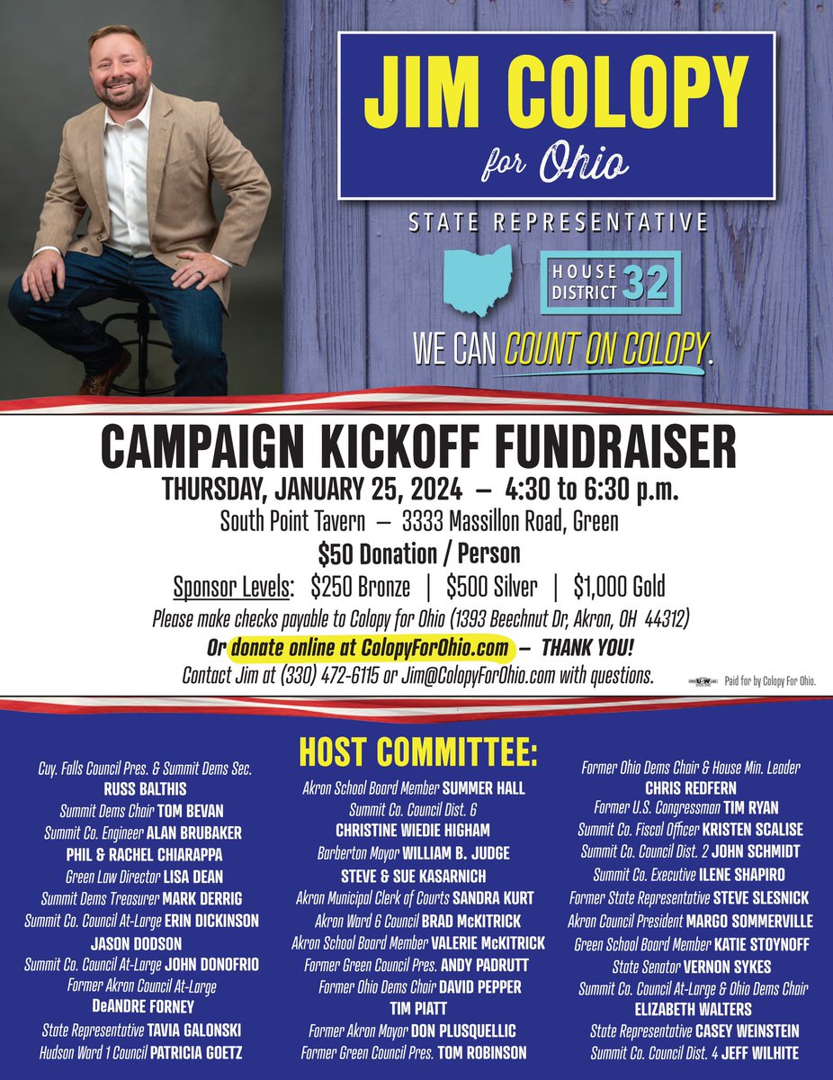 Looking forward to catching up with everyone who can make my kickoff event tonight! You can also donate online to help the cause at: secure.actblue.com/donate/colopy-…