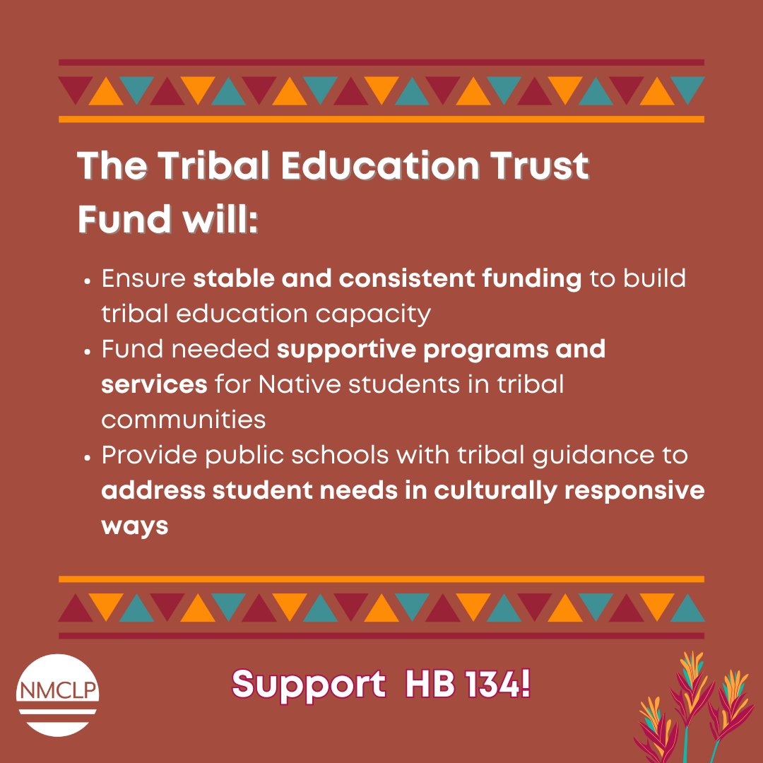 The Tribal Education Trust Fund (HB 134) will create stable and consistent funding to build tribal education capacity for generations to come.

Join us in supporting this critical bill for NM’s Nations, Tribes, and Pueblos!

#YazzieMartinez #EducationEquity #NM #nmleg #nmpol