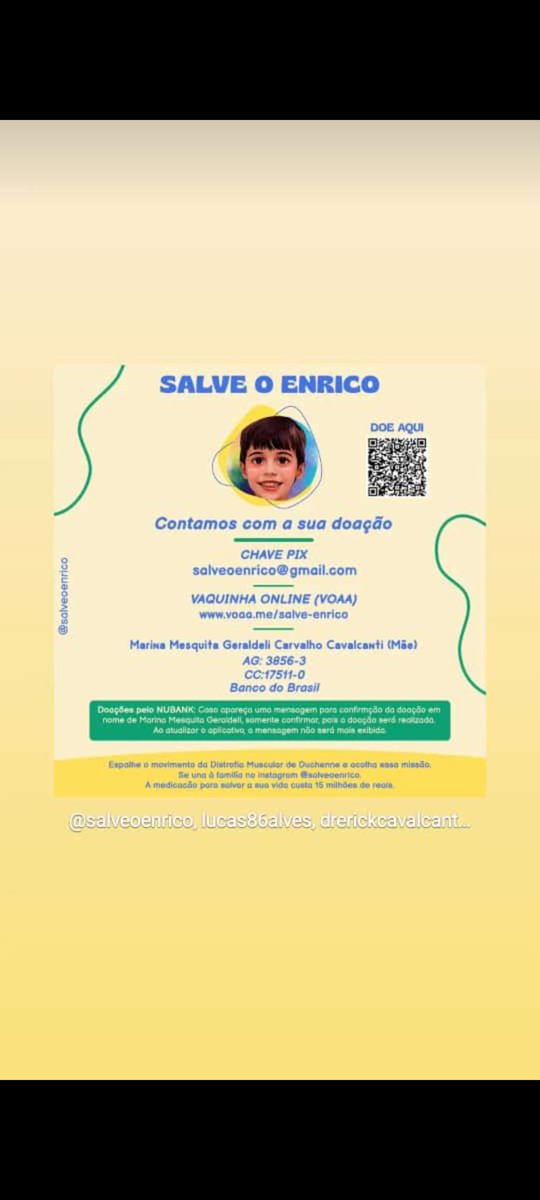 tana_eric's tweet photo. Vc já fez o bem HOJE?
Entre na campanha #salveoenrico 
https://t.co/RtqMVE2DiV

@googlebrasil @tvglobo @SBTonline @ratinhodosbt @recordtvoficial @BandJornalismo @LucianoHangBr @LucianoHuck @neymarjr @vinijr @Cristiano @NadjaHaddad @micheltelo @ZNC_Oficial @ANAMARIABRAGA @Anitta https://t.co/G5AYpjtcR6