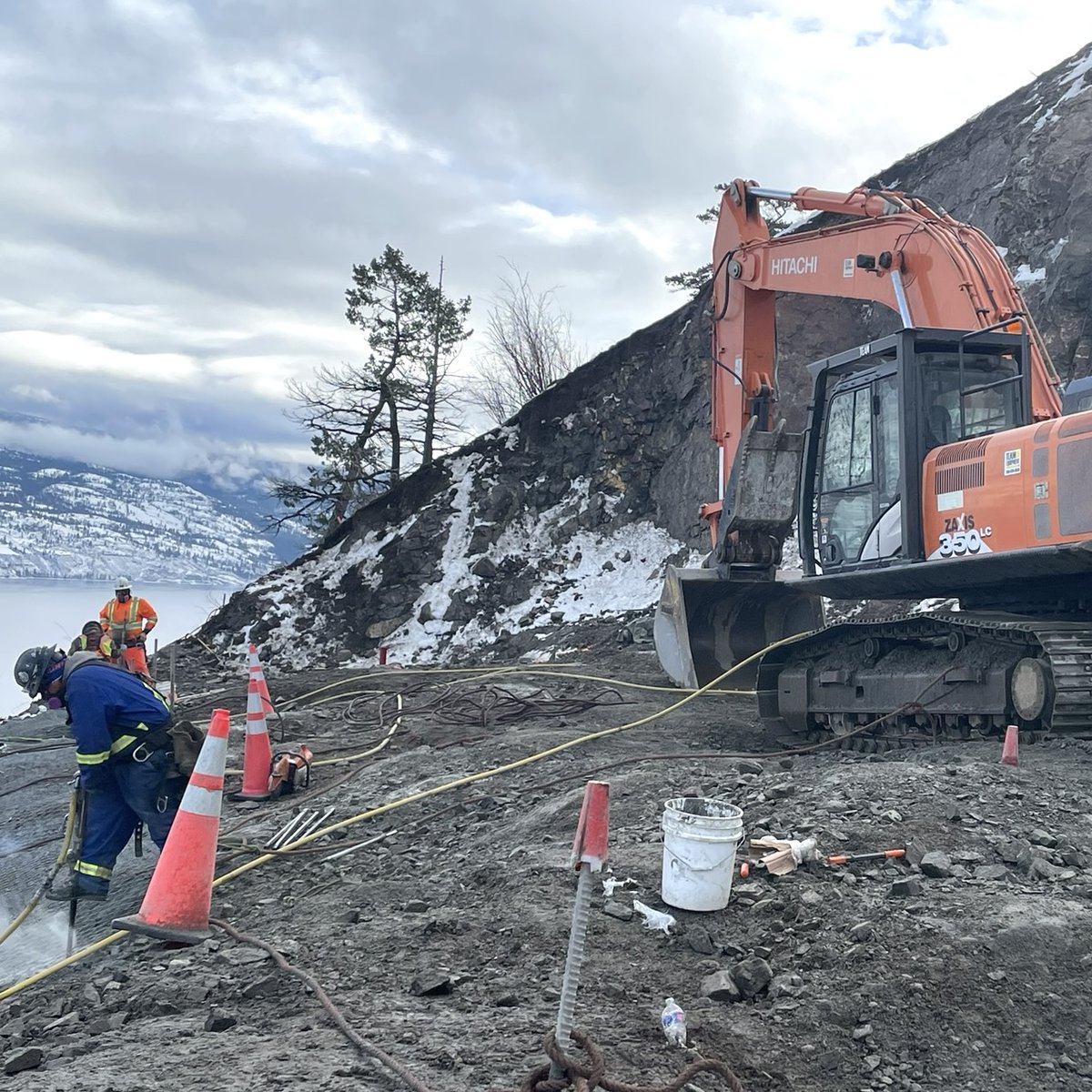 ElevationTS's tweet photo. Work continues on the Summerland Rockslide Project in the southern Okanagan on Highway 97. @ElevationTS is providing Ministry Project Supervision services and working alongside the BC Ministry of Transportation & Infrastructure and their contractors on this project. #BChighways https://t.co/GPSzLPzyjJ