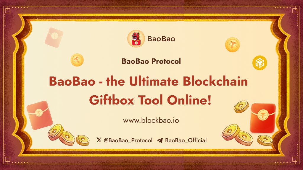 BaoBao_Protocol's tweet image. 🎉BaoBao Protocol is officially launched!🎉

Changing the blockchain giftbox space, BaoBao enables seamless sending, claiming, and sharing of crypto red packets across social networks.🧧🧧

Step into the future of blockchain gifting at blockbao.io 🎁

#BaoBaoProtocol…