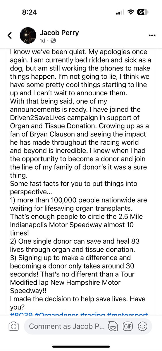 Perryracing21's tweet image. Quick update on what’s going on lately! Proud to be a part of the @Driven2Save program and excited to start sharing some upcoming news👊