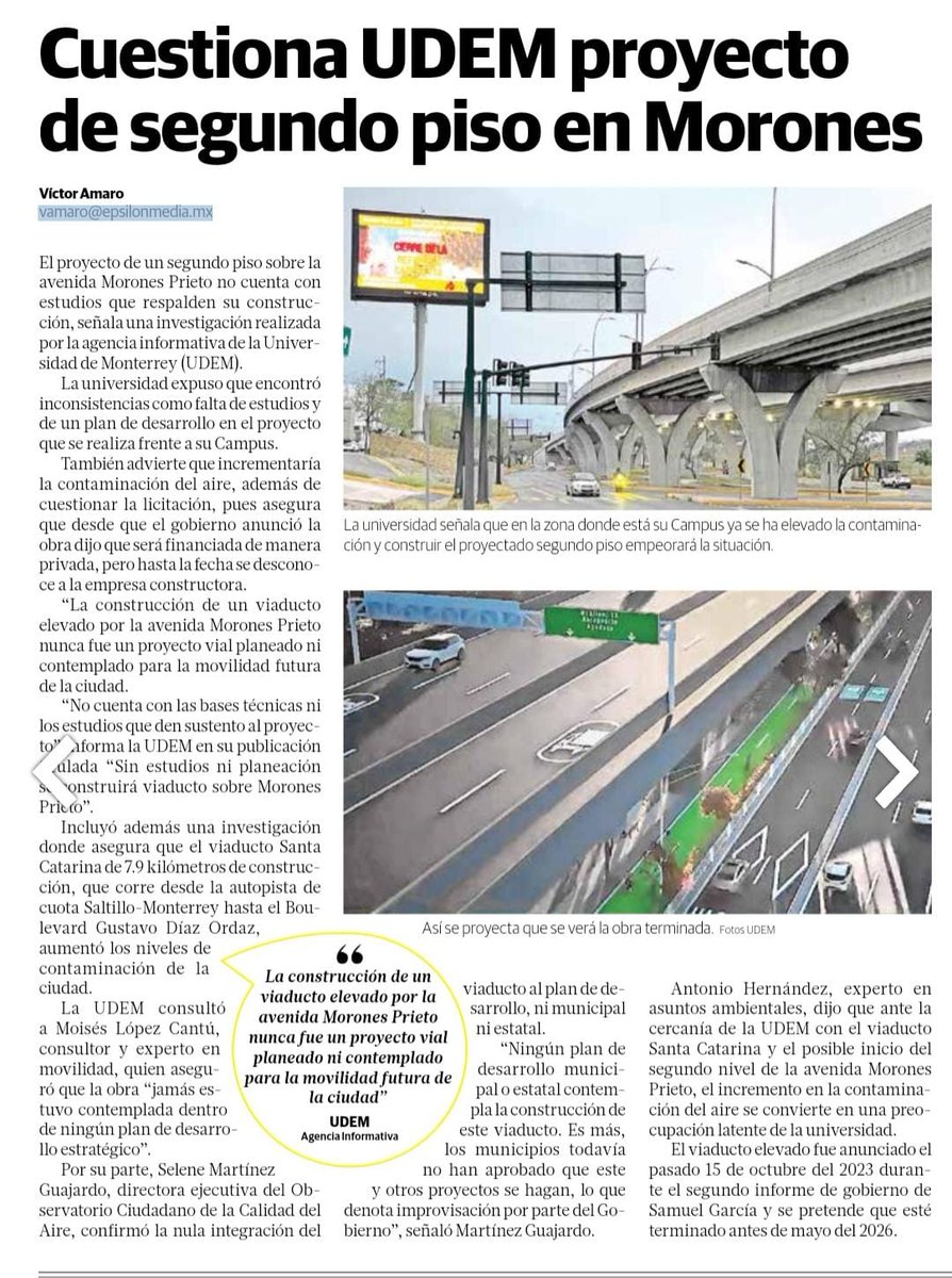 Cada ves somos más ciudadan@s, instituciones, colectivos y organizaciones que nos sumanos al cuestionamiento de este proyecto vial que impactará negativamente a la ciudad al no ser una solución real de movilidad.
#CallesDePrimerNivelNoDeSegundoPiso 
#NuevoLeón #EspacioPúblico