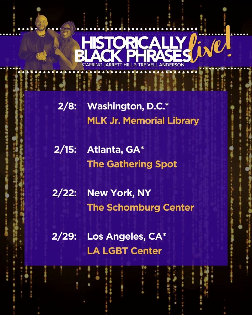 And you can catch us on tour in Feb with Historically Black Phrases Live! — a game show we've created based on the book. Tickets are avail now for DC, ATL, NYC and LA! historicallyblackphrases.com/live