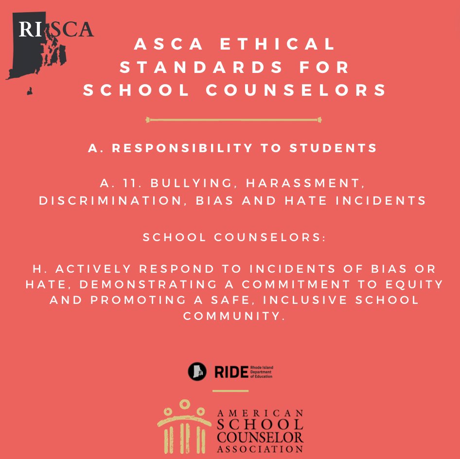 📌ASCA Ethical Thursday's! School counselors have an obligation to their students to respond to instances of bias or hate, and establishing a commitment to equity by upholding a secure & comprehensive school community for all! Not all superhero’s wear capes! 🦸‍♀️ @ASCAtweets