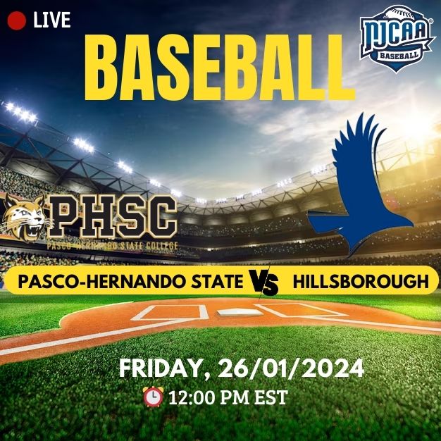 NJCAA Baseball (@njcaabaseball_) on Twitter photo Pasco-Hernando State 🆚 Hillsborough
🗓️ Friday,January 26, 2024
⏰ 12:00 PM EST
💻📲 Live on bit.ly/m/njcaabaseball
at Lake Myrtle Sports Complex
<a href="/AthleticsPHSC/">PHSC Athletics</a>
<a href="/phscbaseball/">PHSC Baseball</a>
@coachcoleman13
<a href="/LegendBeets/">Coach Beets</a>
<a href="/HCCFL_Baseball/">Hillsborough Communtity College Baseball</a>
<a href="/DrPerez621/">Daniel Perez</a>
<a href="/rrleaton/">Raydon</a> Pasco-Hernando State 🆚 Hillsborough
🗓️ Friday,January 26, 2024
⏰ 12:00 PM EST
💻📲 Live on bit.ly/m/njcaabaseball
at Lake Myrtle Sports Complex
<a href="/AthleticsPHSC/">PHSC Athletics</a>
<a href="/phscbaseball/">PHSC Baseball</a>
@coachcoleman13
<a href="/LegendBeets/">Coach Beets</a>
<a href="/HCCFL_Baseball/">Hillsborough Communtity College Baseball</a>
<a href="/DrPerez621/">Daniel Perez</a>
<a href="/rrleaton/">Raydon</a>