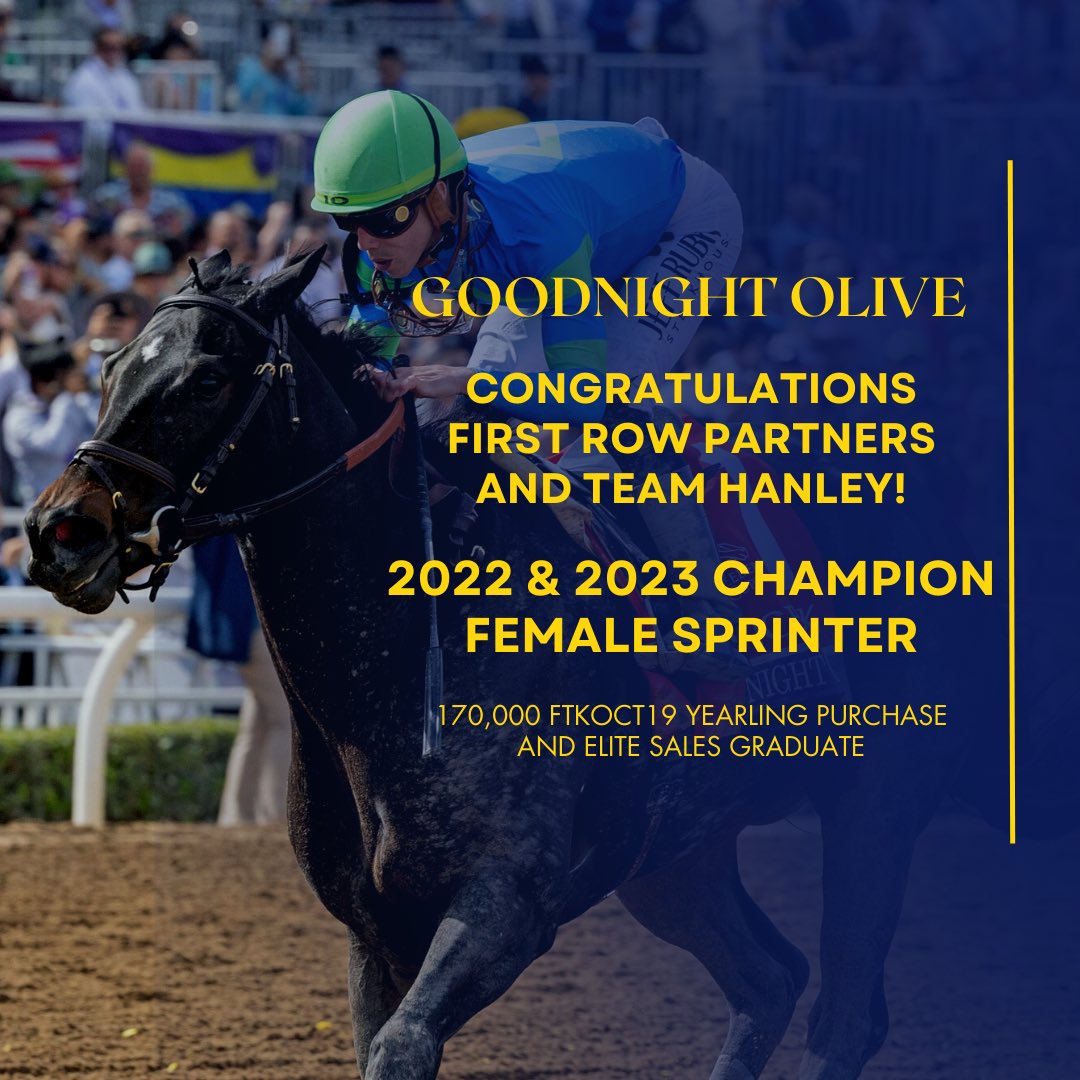 Goodnight Olive is a BACK TO BACK Eclipse Champion Female Sprinter! Congrats to owners First Row Partners and Team Hanley as well as trainer Chad Brown and jockey @iradortiz! #SHEISHER