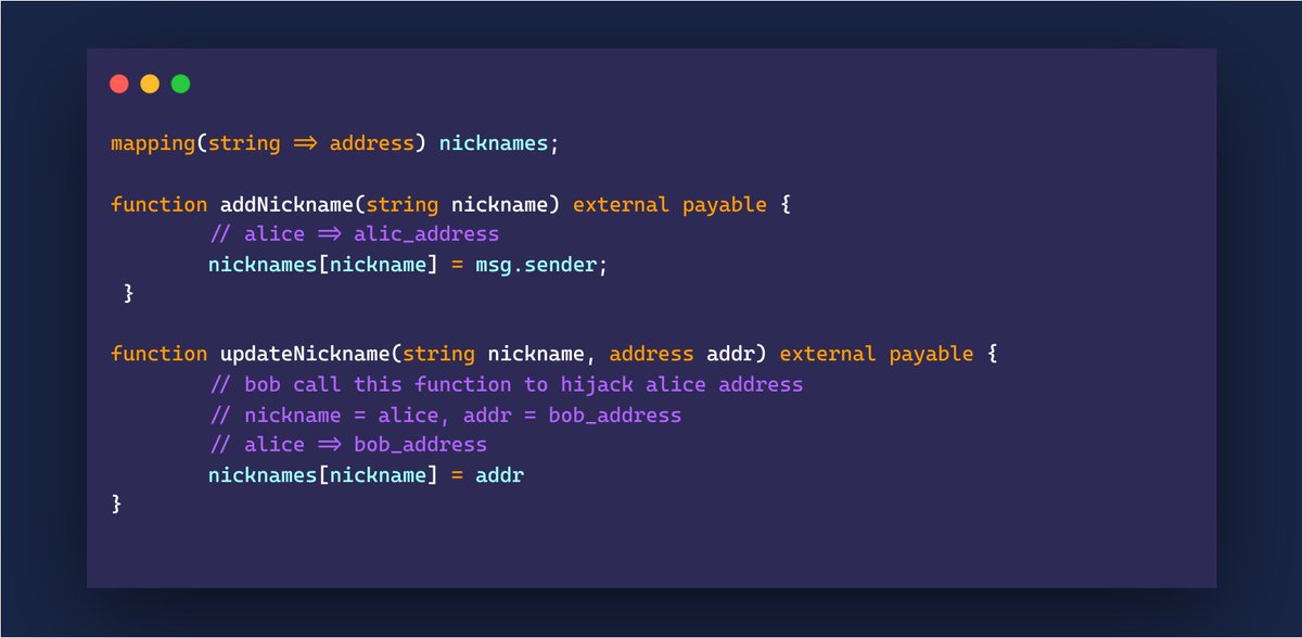 Bount3yHunt3r's tweet image. A Good Place To Look For High And Critical Vulns

If you have an internal function that is called by multiple external functions, then check if the access control is broken in one of them.

Sometimes, the developers forget to implement the correct access control in all cases,…