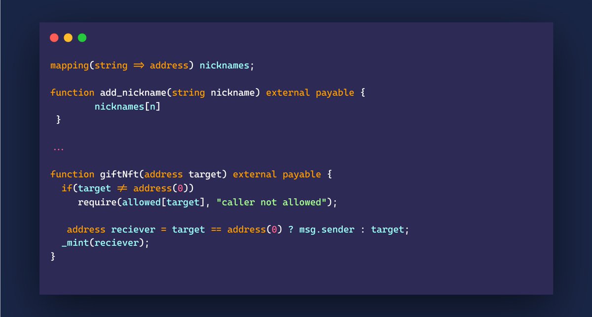 Bount3yHunt3r's tweet image. A Good Place To Look For High And Critical Vulns

If you have an internal function that is called by multiple external functions, then check if the access control is broken in one of them.

Sometimes, the developers forget to implement the correct access control in all cases,…