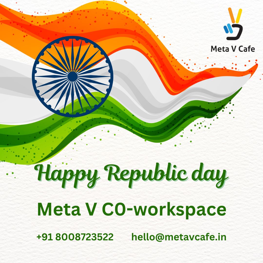 On Republic Day, let's celebrate the lively spirit of our nation and appreciate the values that make us proud Indians #ProudTobeIndian #RepublicDay2024 #HappyRepublicday #coworkspace #priorappointmentsonly #kompallyhyderabad