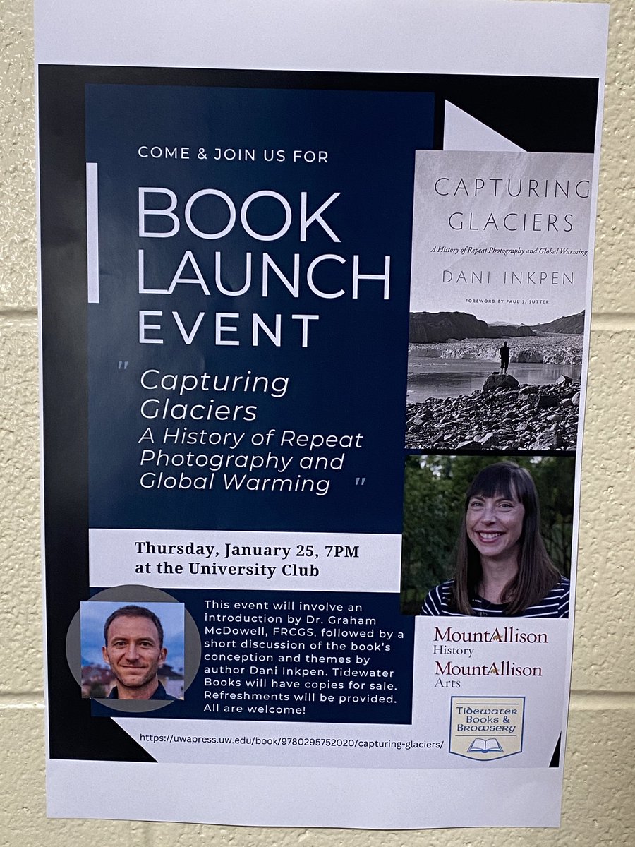 What an honour to introduce Dr. Dani Inkpen’s brilliant new book ‘Capturing Glaciers’ at <a href="/MountAllison/">Mount Allison</a> University. Run don’t walk to get your hands on this soon-to-be classic text in the history of science.