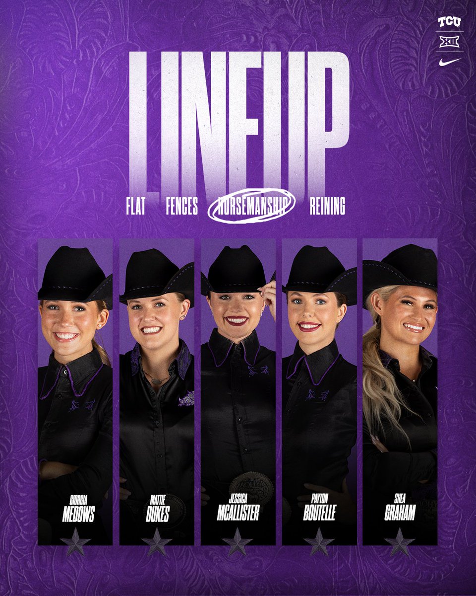 Horsemanship will wrap up today's meet 🤠 

Follow along 👇

🔗 linktr.ee/tcuequestrian 

#GoFrogs x <a href="/NCEA_Equestrian/">NCEA</a>
