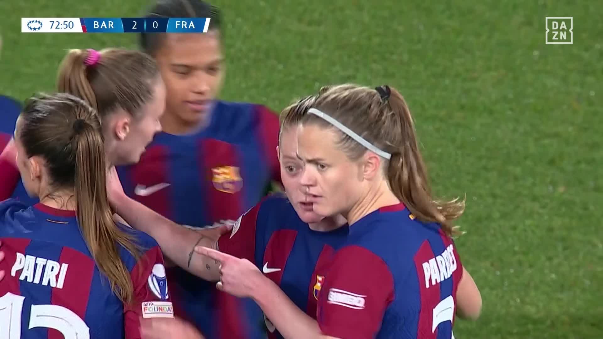 She looks up. She sees the target. She fires. 🔥Caroline Graham Hansen doubles Barca's lead. 💫Watch LIVE 📺  highlights on YouTube 👉  #NewDealforWomensFootball