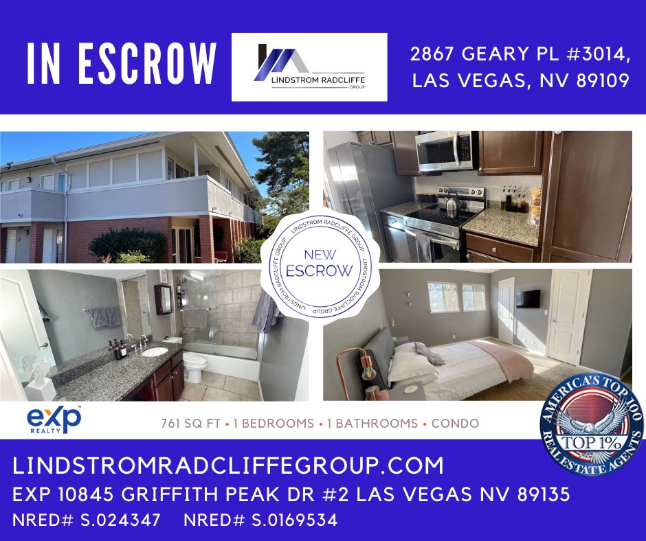 You have made the move! You are now you are one step closer to your real estate goals by accepting an offer on your classic Las Vegas condo at 2867 Geary Pl #3014, Las Vegas, NV 89109.
Thank you! #Lasvegasrealtor #lasvegasrealestate #buyandsellwithus #exprealty #friendsandclients