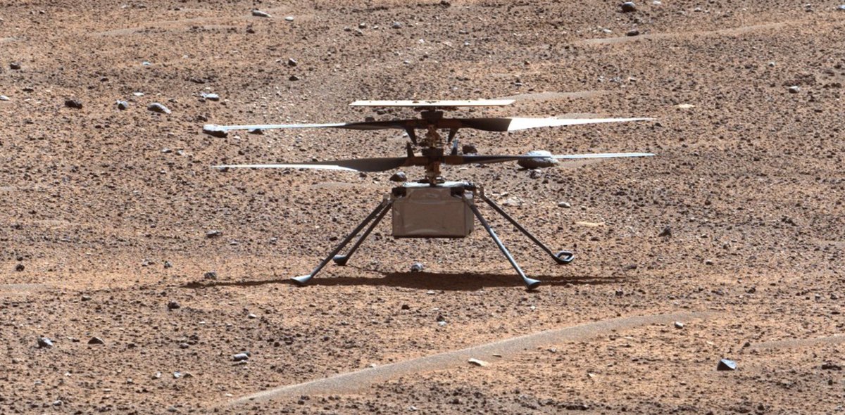NASA_es's tweet photo. Ingenuity ha realizado su último vuelo. 
Nuestro helicóptero en Marte demostró que el vuelo motorizado y controlado en otro mundo era posible. ¡Gracias, Ingenuity! Tu legado seguirá volando: https://t.co/KXD762Vfou #ThanksIngenuity https://t.co/3drIEfhD4h