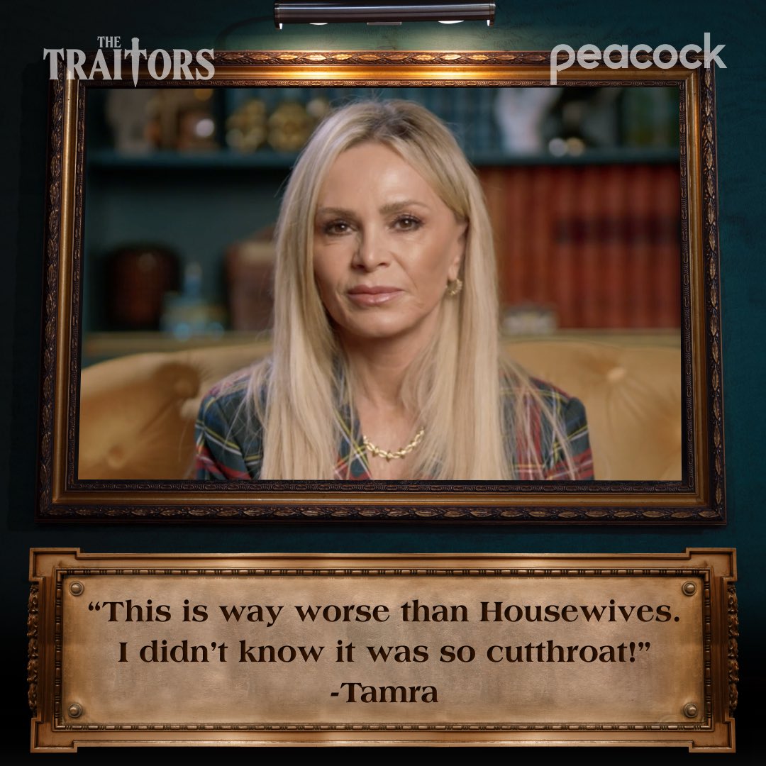 TamraJudgeOC's tweet photo. An all-new episode of #TheTraitorsUS drops tonight at 9pm/8c on @Peacock. 🦚 https://t.co/uzw27rrYzB