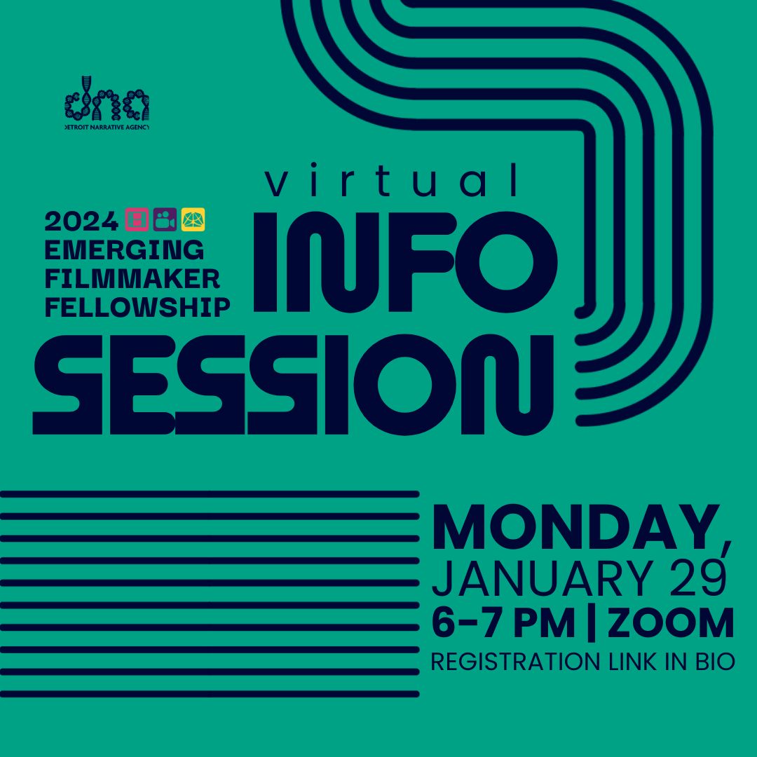 This Monday, January 29th at 6pm we’ll be hosting a Virtual Info Session on Zoom to answer any questions. Register using the link in our bio!

#DNA #detroitnarrativeagency  #FilmFellowship #DetroitFilmmakers #BIPOCFilmmakers #DetroitBIPOC #filmmaking #indiefilmmaking #filmmakers