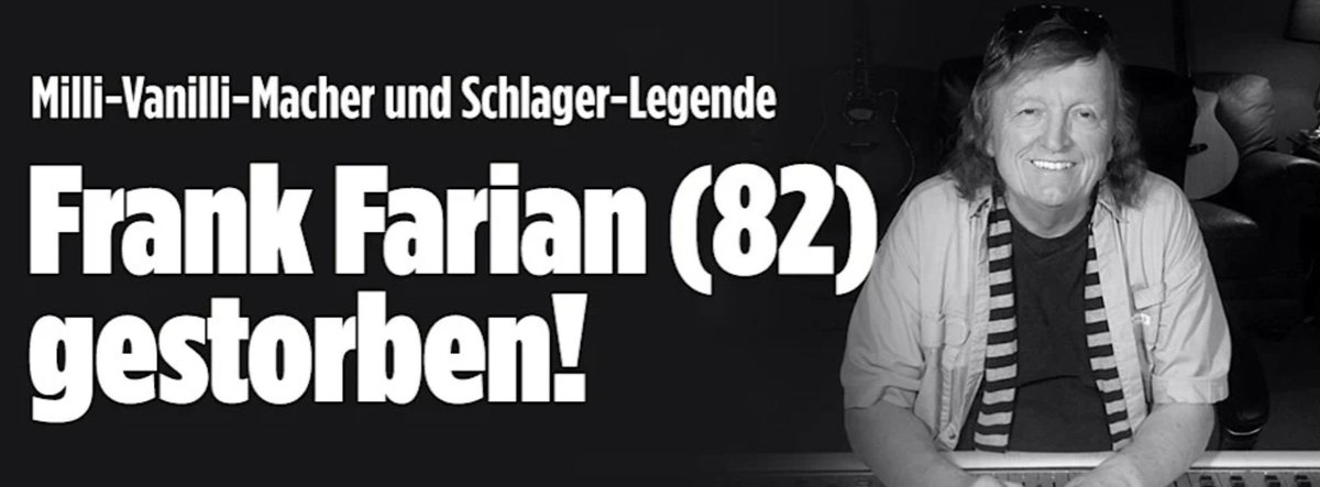 2024 beginnt auf jeden Fall heftig - Franz Beckenbauer, Kay Bernstein und jetzt ist einer der erfolgreichsten deutschen Produzententen gestorben 

Milli Vanilli, Boney M, La Bouche, No Mercy - die Liste seiner Hits ist lang Sehr traurig, R.I.P.