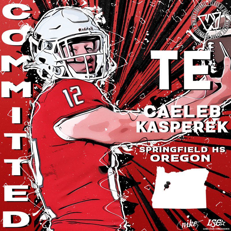 Caeleb Kasperek (@kasperekcaeleb) on Twitter photo I want to thank my family, friends, coaches, and teammates for all the support I have received in my football career. With that, I would like to announce my commitment to Western Oregon University, to further my athletic and academic career! <a href="/WOU_FB/">WOU Football</a> I want to thank my family, friends, coaches, and teammates for all the support I have received in my football career. With that, I would like to announce my commitment to Western Oregon University, to further my athletic and academic career! <a href="/WOU_FB/">WOU Football</a>