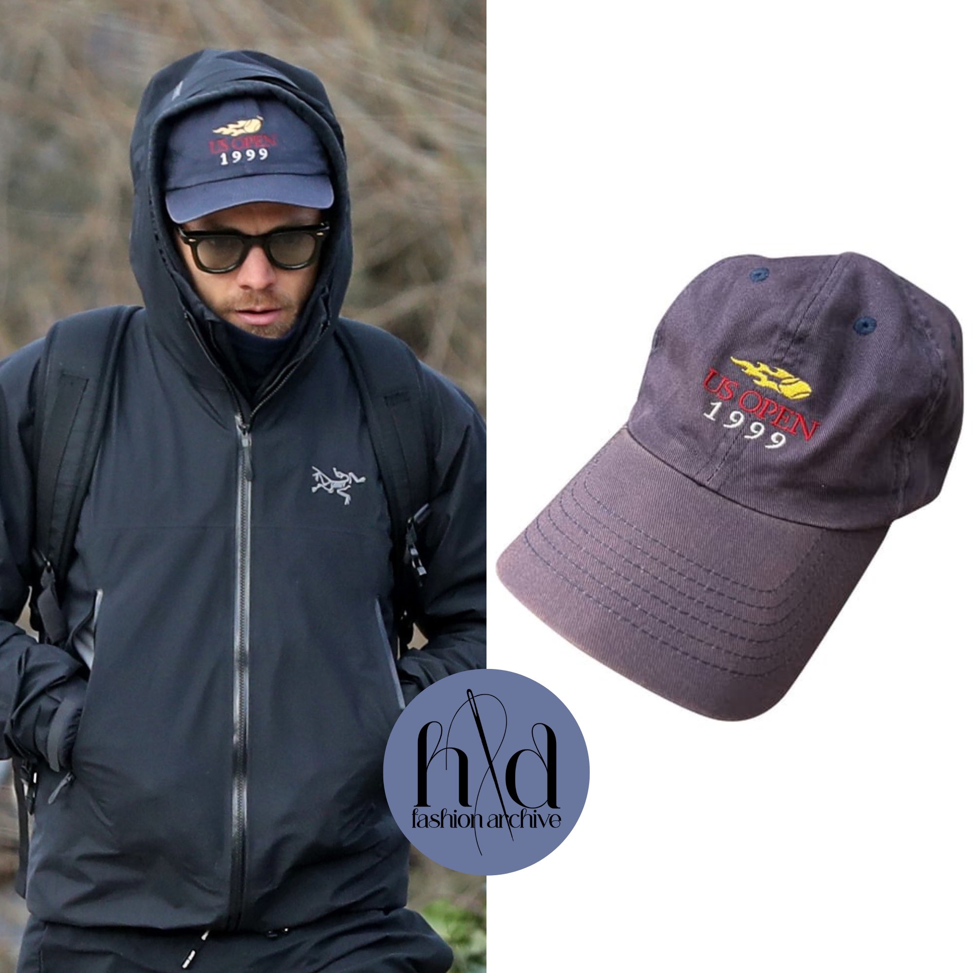 HLD Fashion X Harry wore a purple vintage FILA 1999 US Open baseball cap while walking in England recently. January 2024 https t JAeBOxCfU0 https t s0cLR5CYpM X