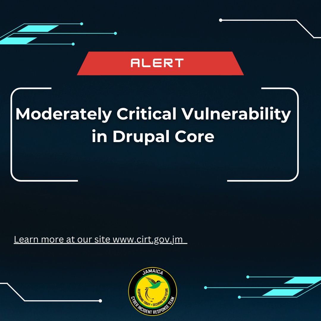 cirtgovjm's tweet image. 🚨Alert  ! Attention to all Drupal users! 🌐 A critical  vulnerability has  been identified in Drupal Core. 🛡️  Update your Drupal installations NOW  to protect against potential threats.
Click below for further guidance:
cirt.gov.jm/alerts/moderat…
#cybersecurityalert #drupalcore