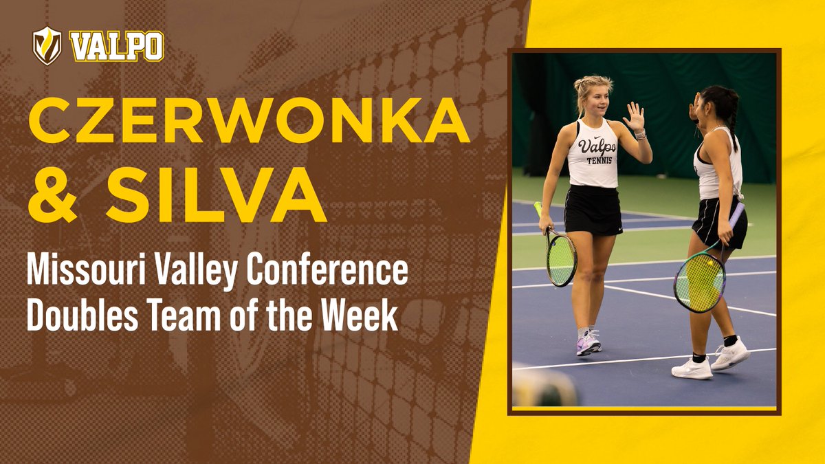 It didn't take long for @ValpoWT to garner its first @MVCsports weekly award of the season as @OliviaCzerwonka & Moira Silva were tabbed the league's Doubles Team of the Week on Thursday! 📝➡️ bit.ly/3SxXC43 #GoValpo