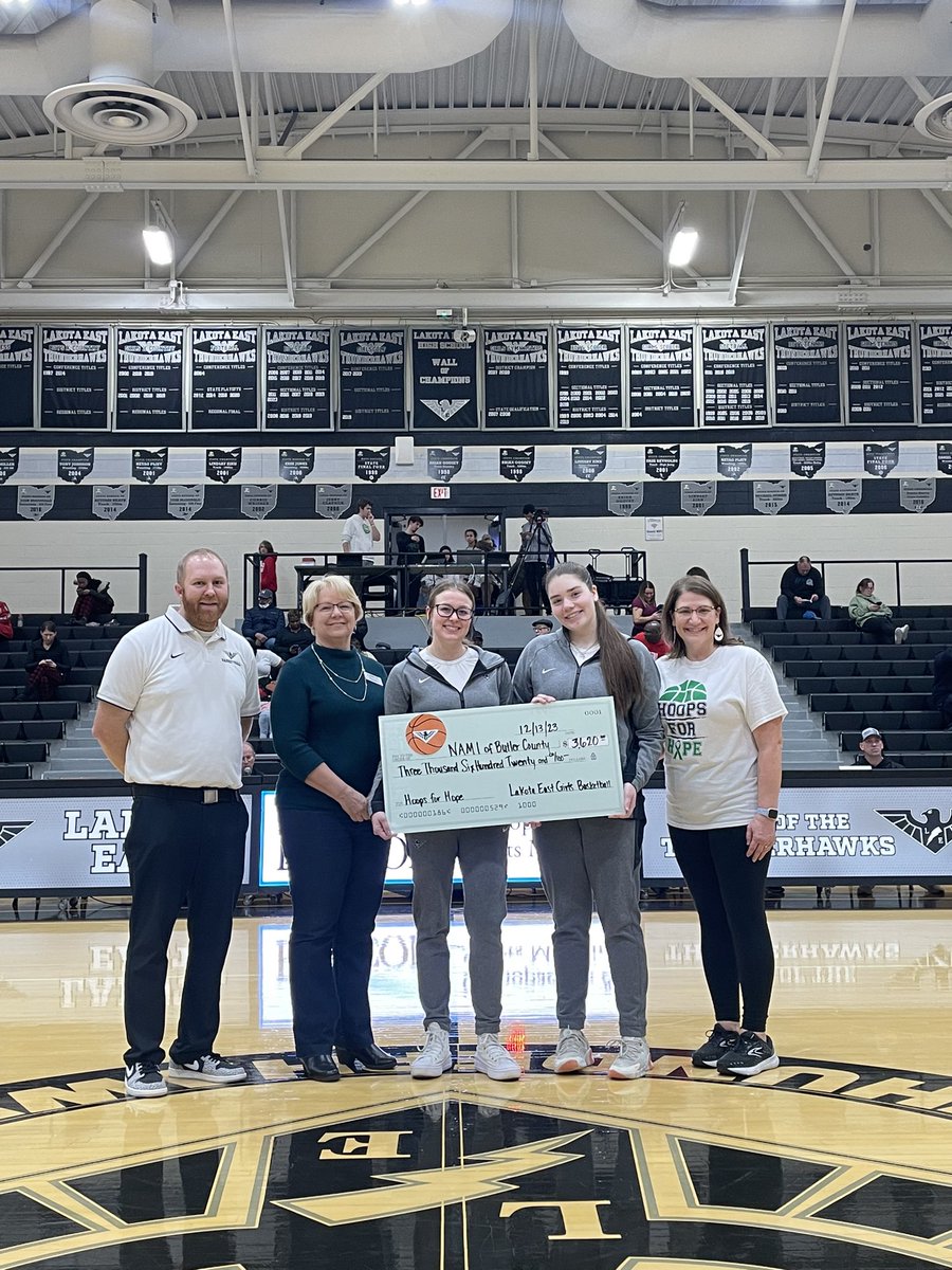 Love the Lakota East GBB family and all the hard work they do for our hoops for hope event. Raising money and awareness for NAMI is very important. @LakotaEastAD @lehsgirlsbball