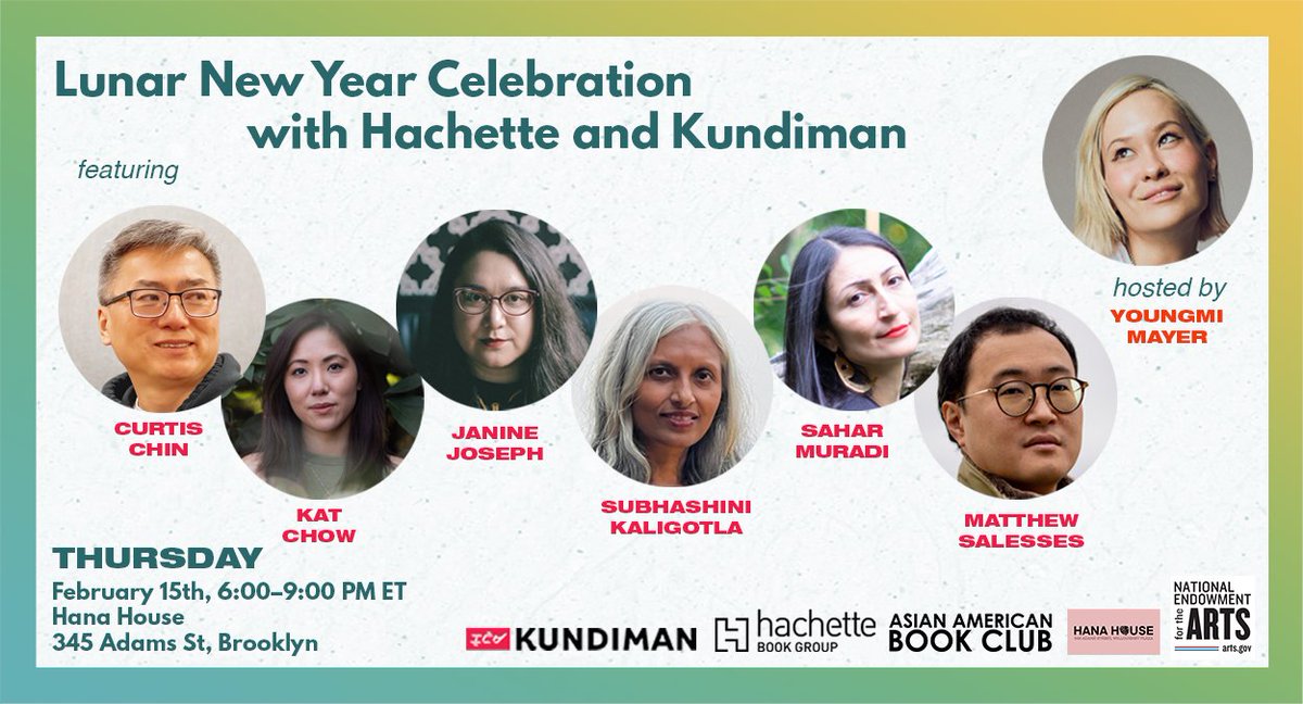 Kundiman (@kundimanforever) on Twitter photo We're throwing a Lunar New Year celebration with <a href="/HachetteUS/">Hachette Book Group</a>. Come along to this reading & party featuring <a href="/curtischin/">Curtis from Detroit 🏳️🌈✏️🐼</a>, <a href="/katchow/">kat chow</a>, <a href="/ninejoseph/">Janine Joseph</a>, Subhashini Kaligotla, @SaharMuradi, & <a href="/salesses/">the writer formerly known as Matthew Salesses</a>, & hosted by @ymmayer. 🧧
Thursday, February 15th, 6–9 PM ET.
kundiman.org/calendar-1/lun… We're throwing a Lunar New Year celebration with <a href="/HachetteUS/">Hachette Book Group</a>. Come along to this reading & party featuring <a href="/curtischin/">Curtis from Detroit 🏳️🌈✏️🐼</a>, <a href="/katchow/">kat chow</a>, <a href="/ninejoseph/">Janine Joseph</a>, Subhashini Kaligotla, @SaharMuradi, & <a href="/salesses/">the writer formerly known as Matthew Salesses</a>, & hosted by @ymmayer. 🧧
Thursday, February 15th, 6–9 PM ET.
kundiman.org/calendar-1/lun…