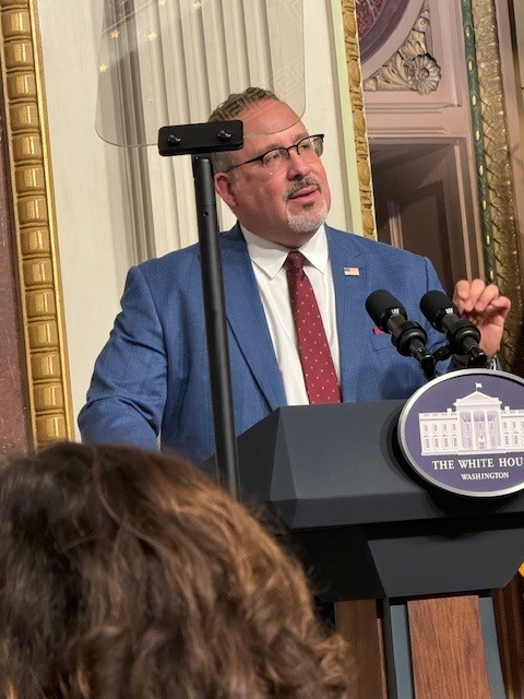 The White House Office of Gun Violence Prevention hosted a School Principal Town Hall on Safe Firearm Storage. Attending were Exec. Director, Dr. Eric Eshbach,@BenFeeney; @hbailey3LHS; @timothymwagner; @JBauerUM; Dr. Scott Zgraggen @SDSTSchools #PAPRINCIPALS @FLOTUS @SecCardona