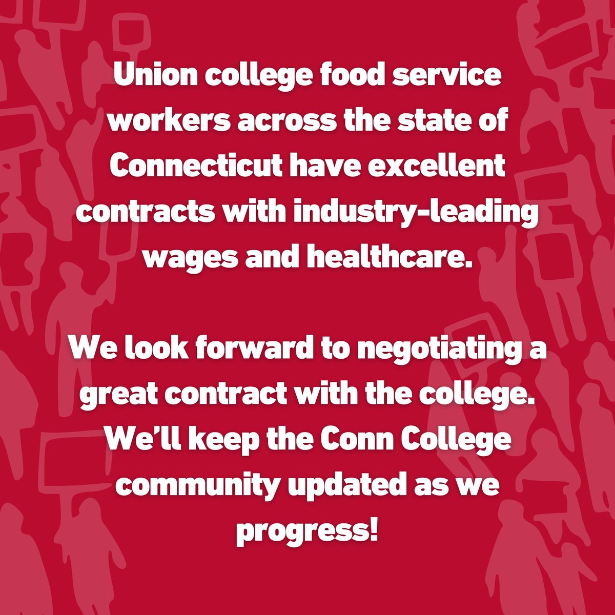 CONNECTICUT COLLEGE DINING WORKERS HAVE WON OUR UNION WITH A MARGIN OF 92%!! Thank you to all our supporters, especially the Conn College community. We look forward to negotiating a great first contract!