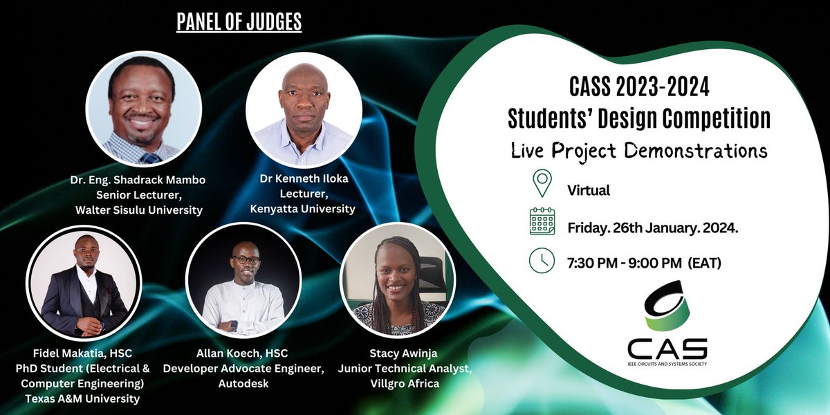 <a href="/casskenya/">Circuits and Systems Society Kenya</a> Design Competition Pitching Session: events.vtools.ieee.org/m/402087

<a href="/ieeecassociety/">IEEE CAS Society</a> <a href="/yp_cass/">IEEE Circuits and Systems Young Professionals</a> <a href="/fmakatia/">Fidel Makatia, HSC</a> 

#design #innovation #pitch