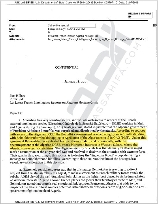 MoroccoIntel's tweet image. 🇩🇿🇲🇦🇲🇱| Le soutien de l'Algérie au terrorisme au Sahel ne relève pas d'une théorie complotiste malienne ou marocaine; ce soutien est confirmé par des cables diplomatiques américains authentiques révélés par Wikileaks. 

Dans un cable diplomatique de 2013, Sidney Blumenthal,…