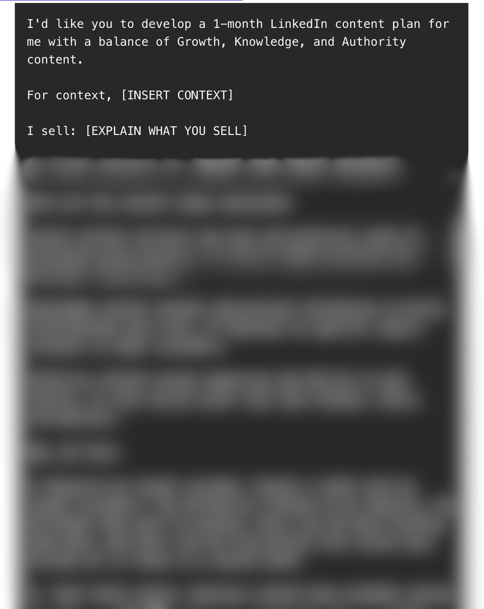 I made a custom ChatGPT mega-prompt to get you leads on autopilot from LinkedIn.

The prompt analyzes your offer & target audience, then outputs a detailed content strategy that helps you consistently attract leadflow.

Want it?

• Follow
• Comment 'Leads'

I'll DM it to you.