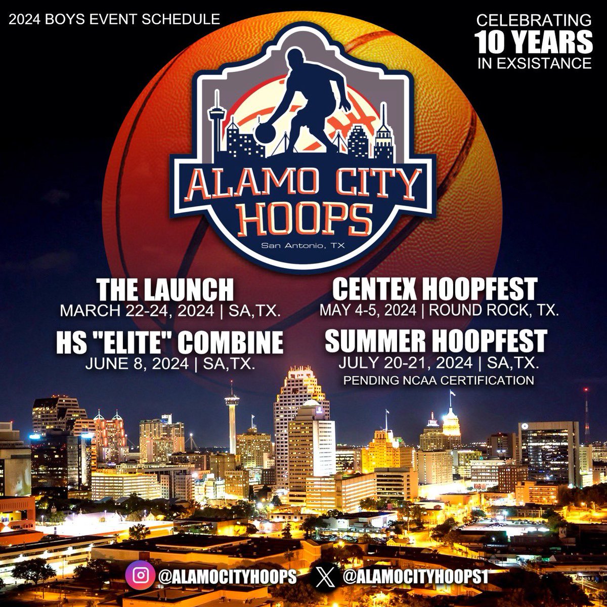 🚨1st Event!🚨 Less than 2 mths away: 🚀 “The Launch” (Register Now)👇🏽 🔗 alamocityhoops.com/2024-events 👀 72 teams last year (not all waitlisted teams made it) 🏀 Showcase Format ✅ Talent, Comp & Exposure #AlamoCityHoops @Jewlzonthemic @HerreraKaia @drehayes_ @JayCollins_1…
